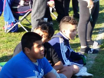 Richard and the Boys Soccer team supporting out girls team.